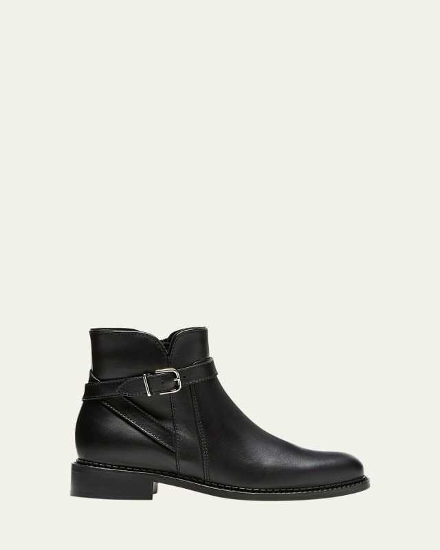 Sarah Leather Buckle Ankle Boots